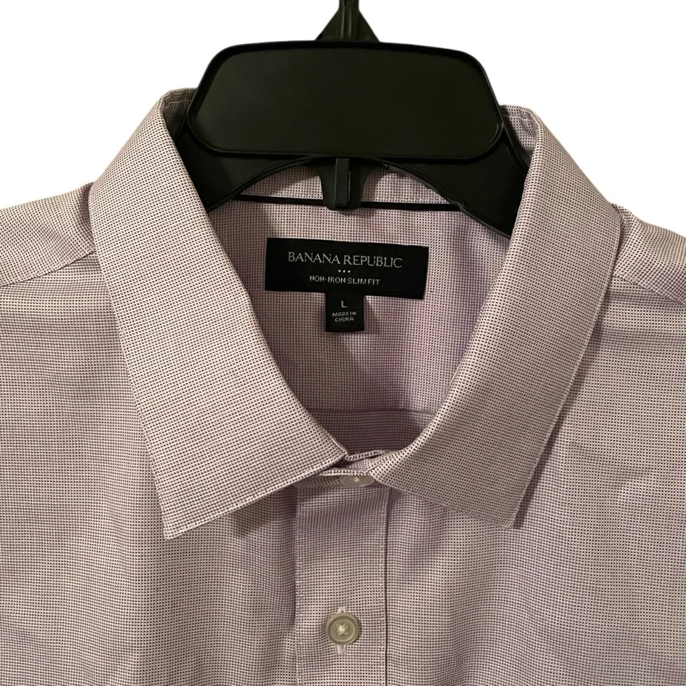 Banana Republic Men’s Purple‎ Non-Iron Slim Fit Button Up Collard Shirt Size L